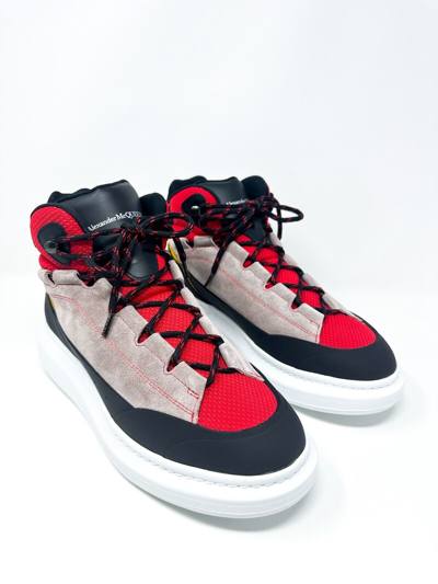 Pre-owned Alexander Mcqueen Men's Hybrid Larry High Top Sneaker Black/red 7 Us / 40 Eu