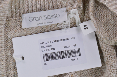 Pre-owned Gran Sasso V Neck Sweater Size 42 Us Medium In Tan/multi
