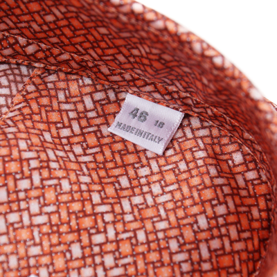 Pre-owned Zilli Orange Geometric Print Extrafine Silk Dress Shirt 18 (eu 46)