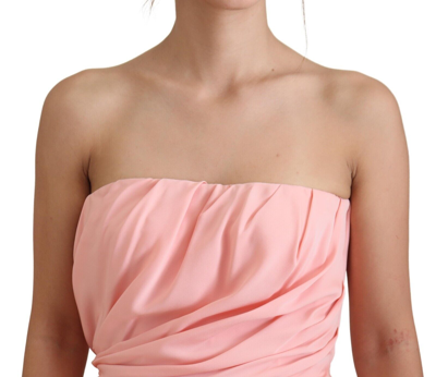 Pre-owned Dolce & Gabbana Dress Pink Silk Stretch Strapless Sheath It42/us8/m Rrp 2780usd