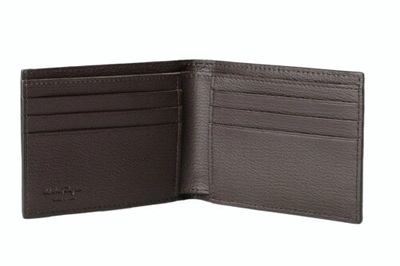 Pre-owned Ferragamo Salvatore  Men's Dark Brown Pebbled Leather Bifold Wallet