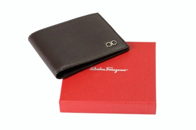 Pre-owned Ferragamo Salvatore  Men's Dark Brown Pebbled Leather Bifold Wallet