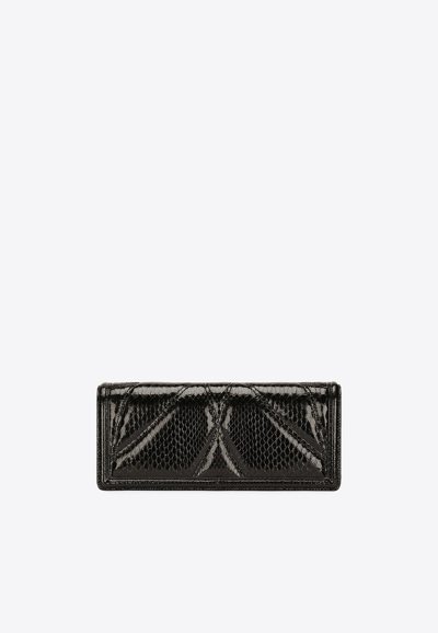 Dolce & Gabbana Devotion Python-effect Baguette Bag In Black