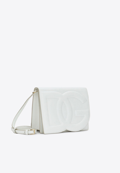 Dolce & Gabbana Women Dg Logo Leather Crossbody Bag In White