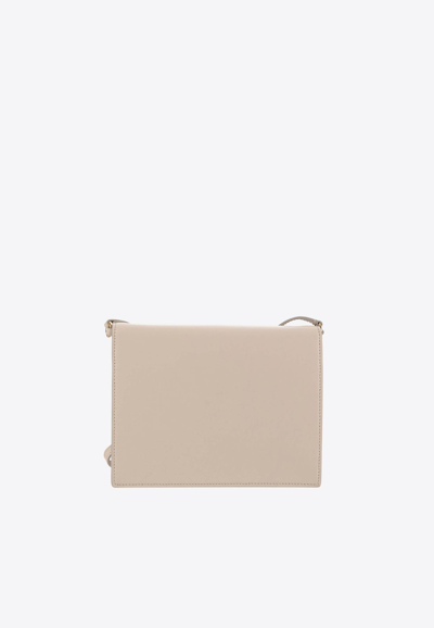 Dolce & Gabbana Dg Logo Calf Leather Crossbody Bag In Ivory