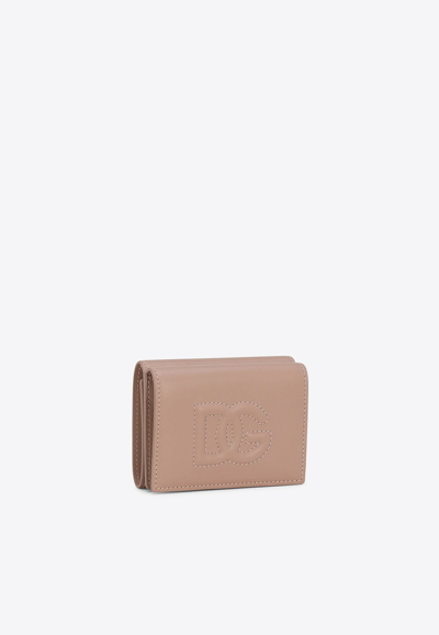 Dolce & Gabbana Dg Logo French Wallet In Calf Leather In Blush