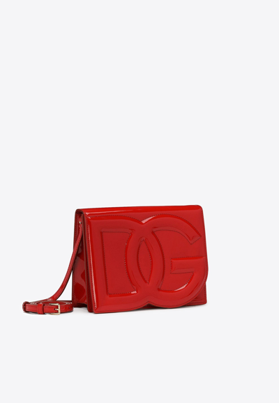 Dolce & Gabbana Dg Logo Patent Leather Crossbody Bag In Red