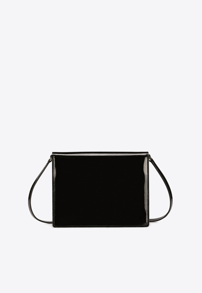 Shop Dolce & Gabbana Dg Logo Patent Leather Crossbody Bag In Black