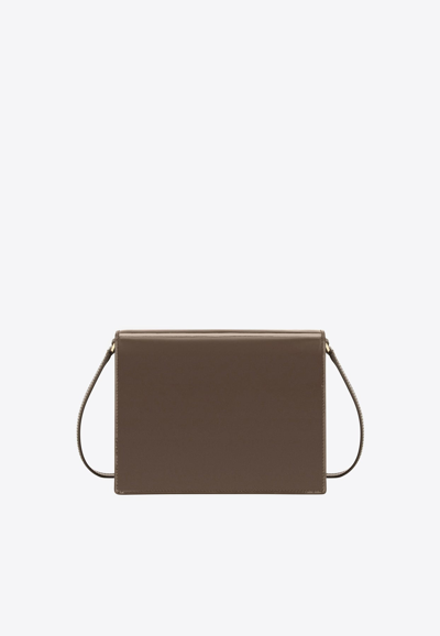 Dolce & Gabbana Dg Logo Patent Leather Crossbody Bag In Brown