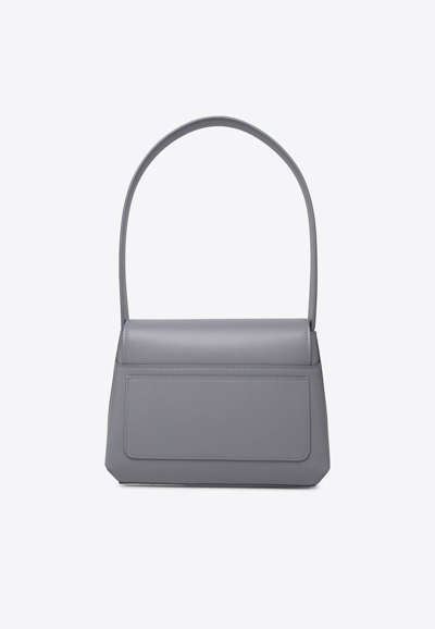 Dolce & Gabbana Dg Logo Shoulder Bag In Calf Leather In Gray