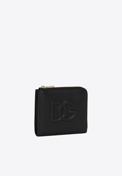 Dolce & Gabbana Dg Logo Zip Cardholder In Black