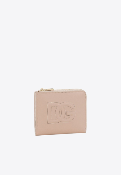 Dolce & Gabbana Dg Logo Zip Cardholder In Blush