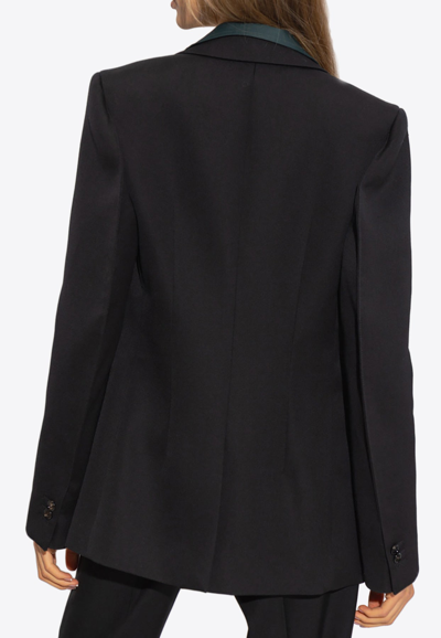 Shop Bottega Veneta Double-breasted Compact Wool Blazer In Black