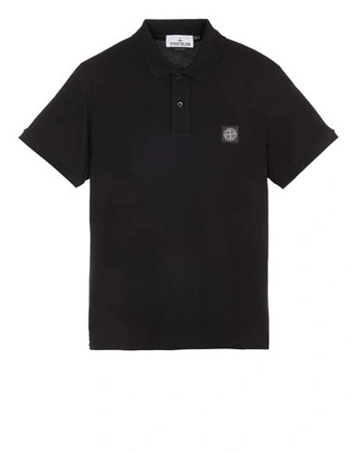 Shop Stone Island Polo Shirt Black Cotton, Elastane