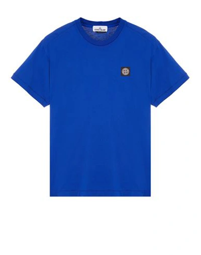 Shop Stone Island Short Sleeve T-shirt Blue Cotton In Bleu