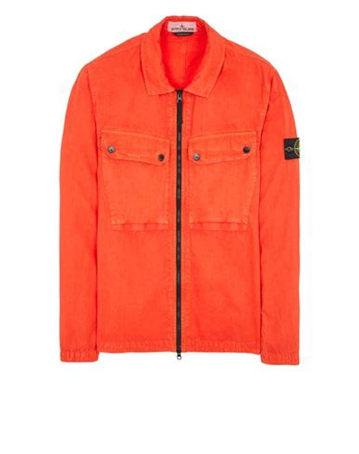 Shop Stone Island Over Shirt Orange Cotton