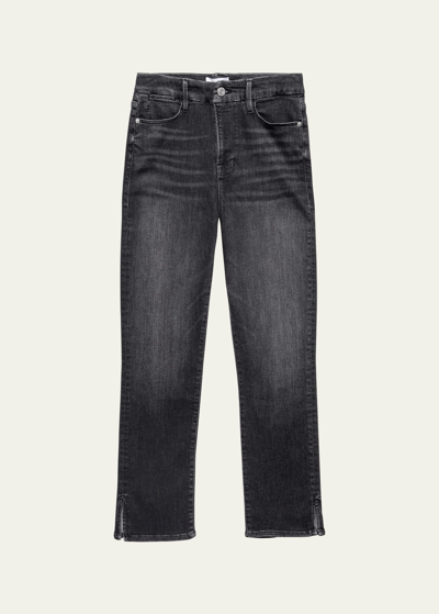 Shop Frame Le Super High Straight Slit Jeans In Murphy
