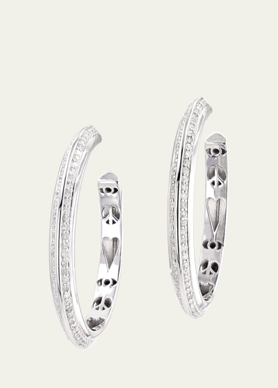 Shop Sheryl Lowe Knife Edge 40mm Hoop Earrings With Icon Motif Gallery In Silver