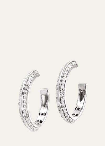 Shop Sheryl Lowe Knife Edge 22mm Hoop Earrings With Icon Motif Gallery In Silver