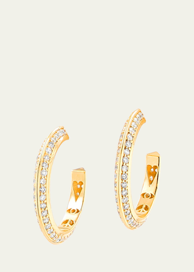 Shop Sheryl Lowe 14k Yellow Gold Knife Edge 20mm Hoop Earrings With Icon Motif Gallery