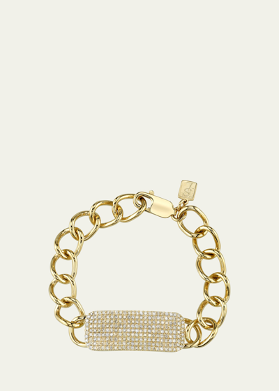 Shop Sheryl Lowe 14k Yellow Gold Pave Diamond Id Tag Bracelet