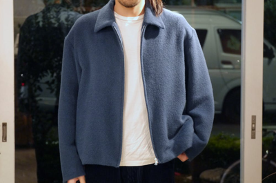 Pre-owned Auralee Baby Alpaca Zip Blouson In Blue | ModeSens