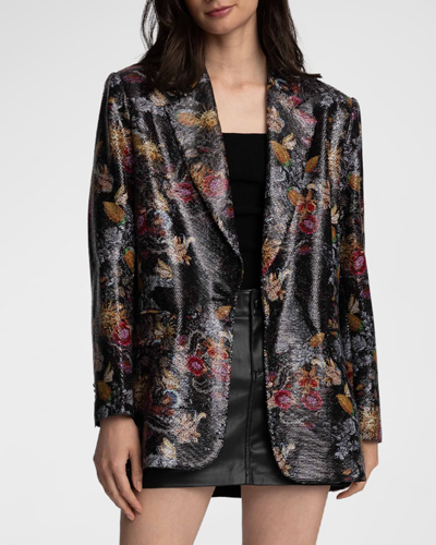 Shop Robert Graham Dylan Single-button Floral-print Sequin Jacket In Multi