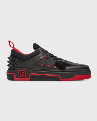 Shop Christian Louboutin Men's Astroloubi Cl Monogram Low-top Sneakers In Black/loubi