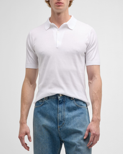 Shop John Smedley Men's Adrian Cotton Polo Shirt In White