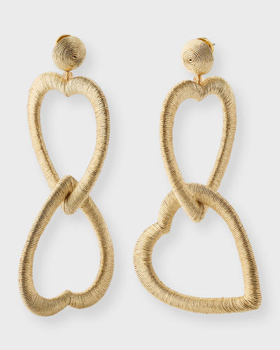 Shop Oscar De La Renta Interlocked Heart Drop Earrings In Gold