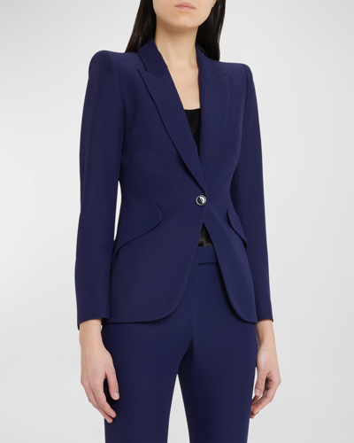 Shop Alexander Mcqueen Classic Single-breasted Suiting Blazer In Navy