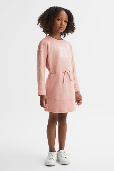 Shop Reiss Ella - Apricot Junior Cotton Blend Drawstring Dress, Age 5-6 Years