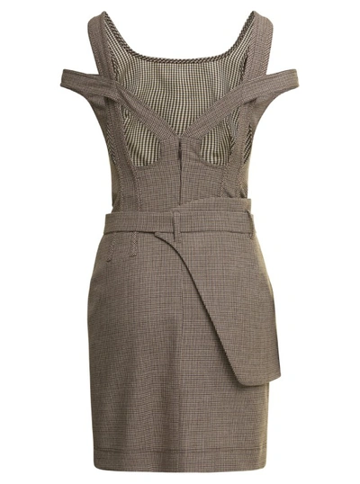 Shop Fendi Check Pied De Poule Mini Dress - Look 11 In Grey