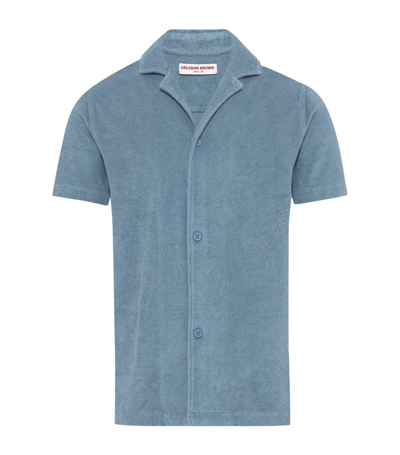Shop Orlebar Brown Towelling Howell Shirt In Blue
