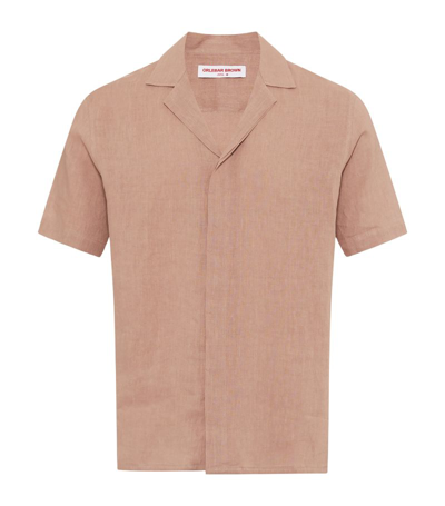 Shop Orlebar Brown Linen Maitan Shirt In Pink