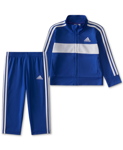 Shop Adidas Originals Baby Boys Essential Tricot Jacket And Pants, 2 Piece Set In Team Royal Blue