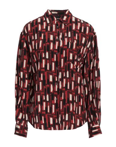 Shop Aspesi Woman Shirt Burgundy Size 10 Silk In Red