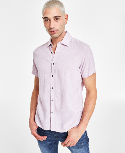 Shop Inc International Concepts Men's Regular-fit Linen Shirt, Created For Macy's In Mauve Shadows