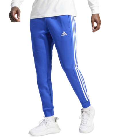 Shop Adidas Originals Men's Essentials 3-stripes Regular-fit Fleece Joggers In Scarlet,wht