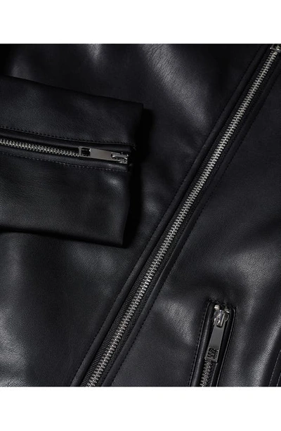 Shop Mango Faux Leather Biker Jacket In Black