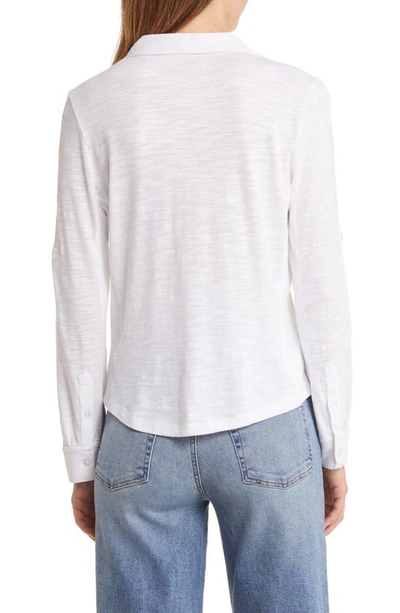 Shop Caslon Roll Tab Knit Shirt In White