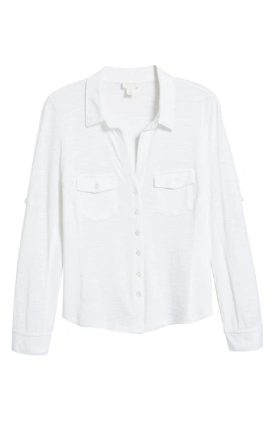 Shop Caslon Roll Tab Knit Shirt In White