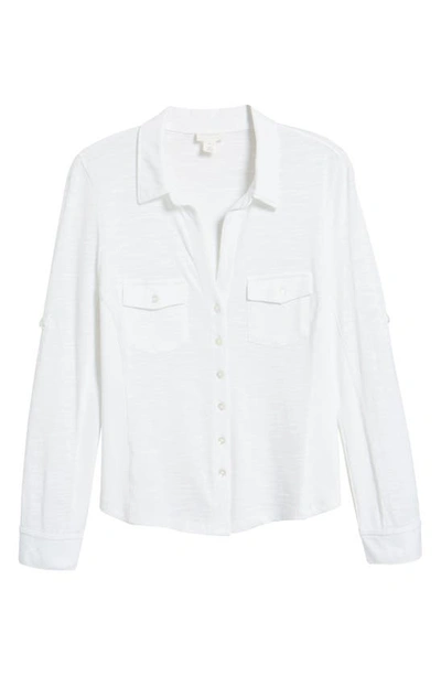 Caslon Roll Tab Knit Shirt In White