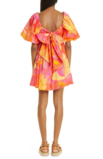 Shop Farm Rio Garden Puff Sleeve Cutout Cotton Dress In Summer Garden Ombre