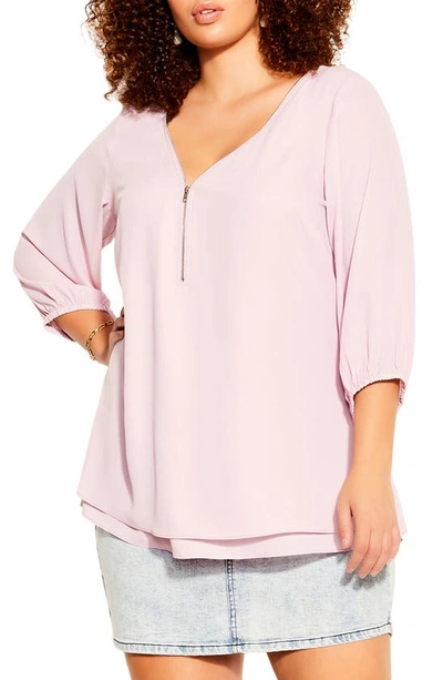 City Chic Sexy Fling Top In Ice Pink