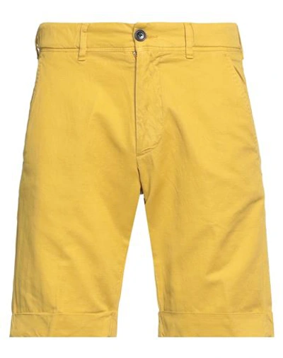 Shop Perfection Man Shorts & Bermuda Shorts Mustard Size 28 Cotton, Linen, Elastane In Yellow