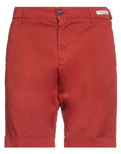 Shop Perfection Man Shorts & Bermuda Shorts Brick Red Size 36 Cotton, Linen, Elastane