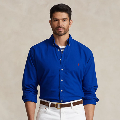 Shop Polo Ralph Lauren Garment-dyed Oxford Shirt In Sapphire Star