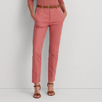Shop Lauren Ralph Lauren Double-faced Stretch Cotton Pant In Pink Mahogany