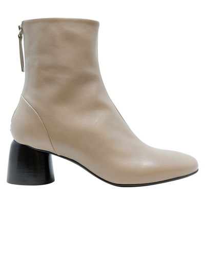 Shop Halmanera Leather Baron Ankle Boots In Taupe